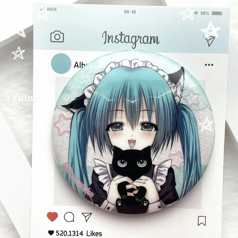 MIKU初音未来同人吧唧小红书同款自制古早徽章黑猫女仆初音吧唧