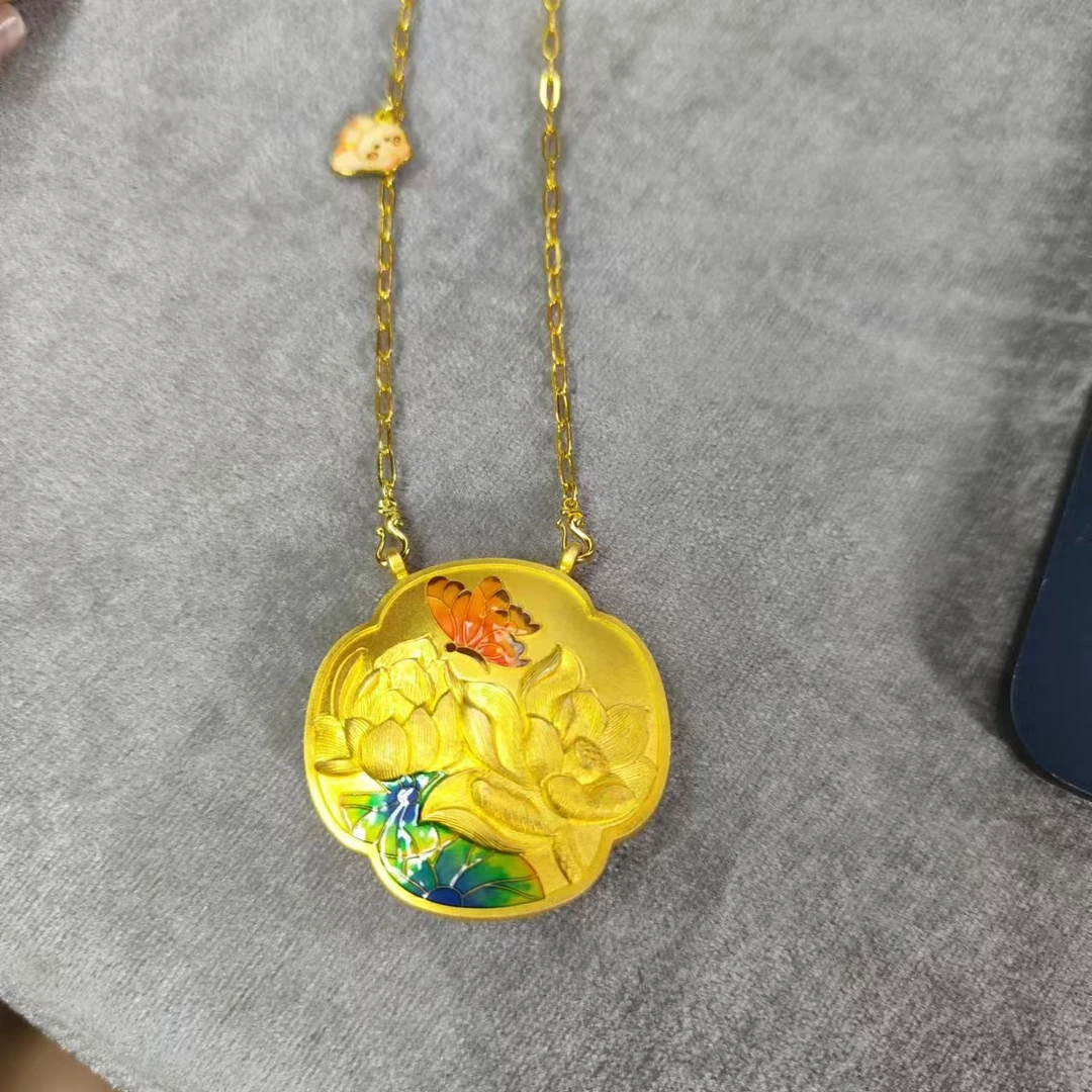 坠链均足银 珐琅彩长项链S925银