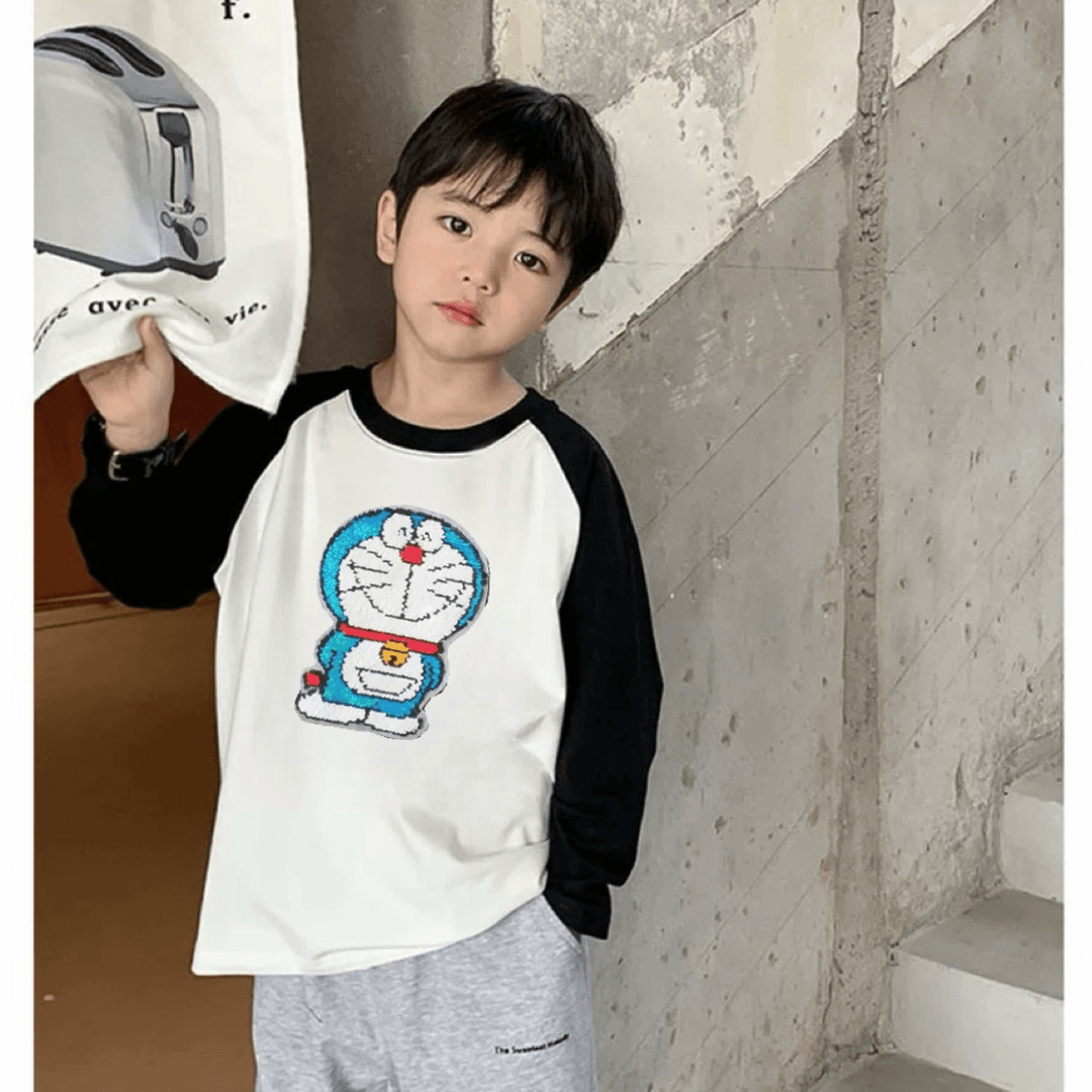 秋季亮片纯棉长袖T恤秋季男女童宝宝洋气长袖可爱炸街变色T恤打底