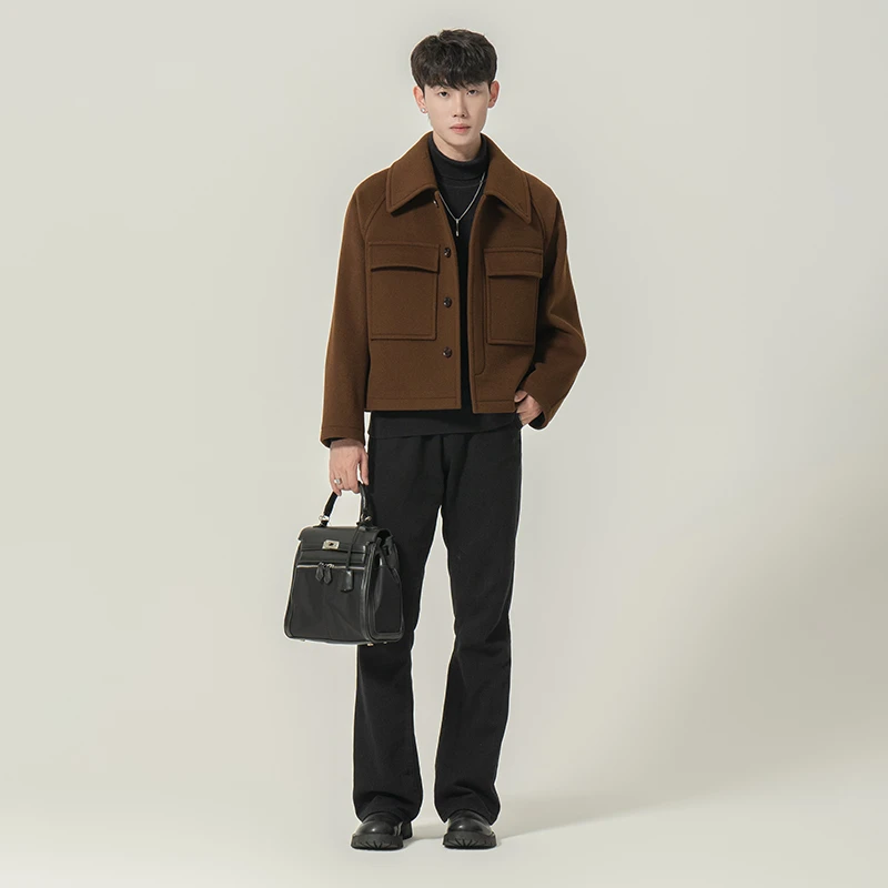 VAN VESTER2024秋冬新款男士短款休闲复古双面呢冬季外套VV8032