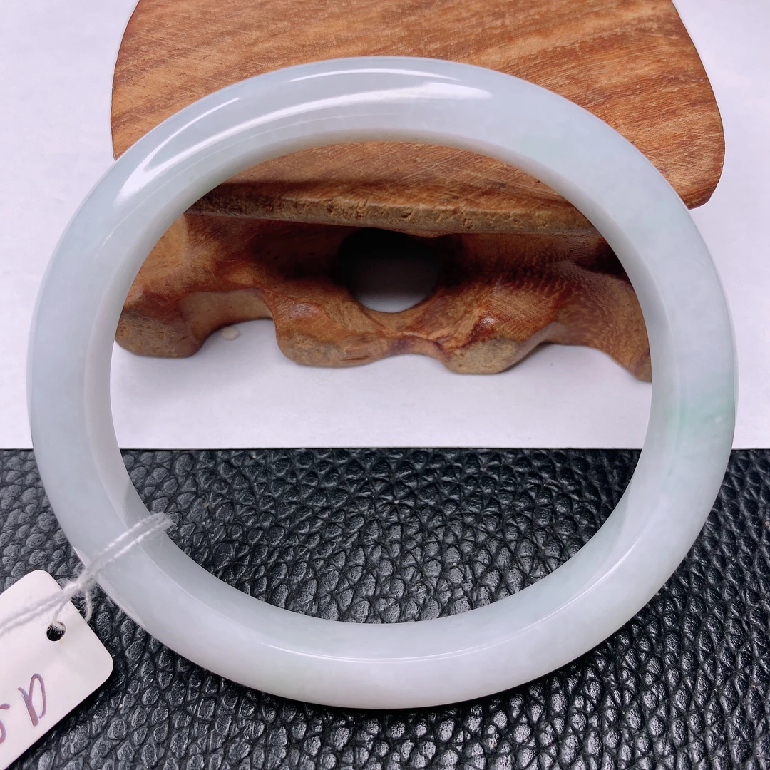 缅甸天然A货翡翠手镯 53-54贵妃精美冰透女款平安镯