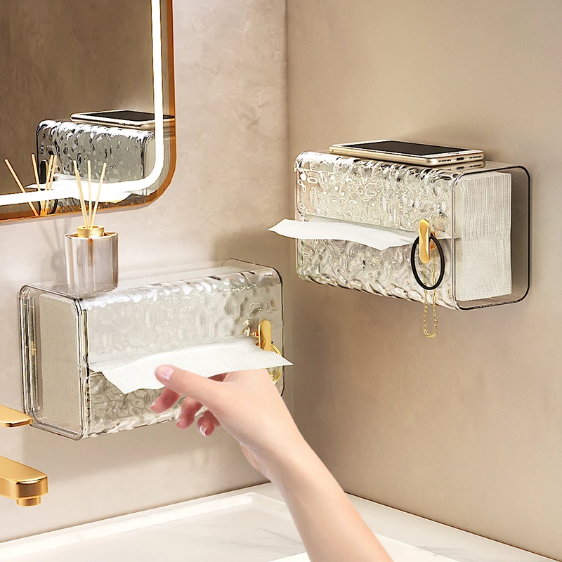 洗脸巾收纳盒壁挂式纸巾盒家用卫生间厕所一次性面巾纸倒挂抽纸盒