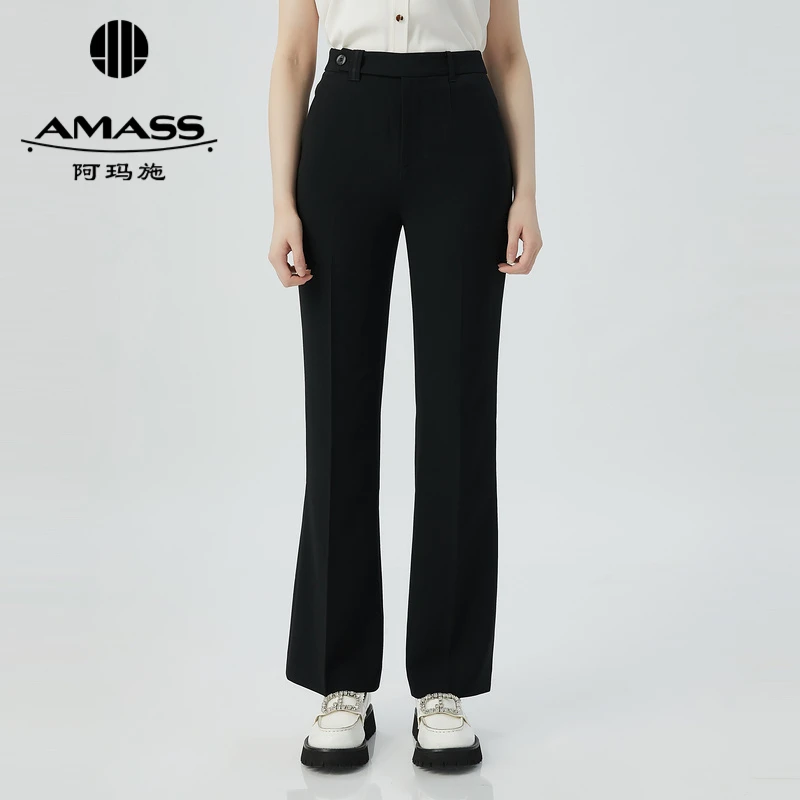AMASS/阿玛施阿玛施时尚新款高腰简约百搭显瘦微喇裤长裤5100520