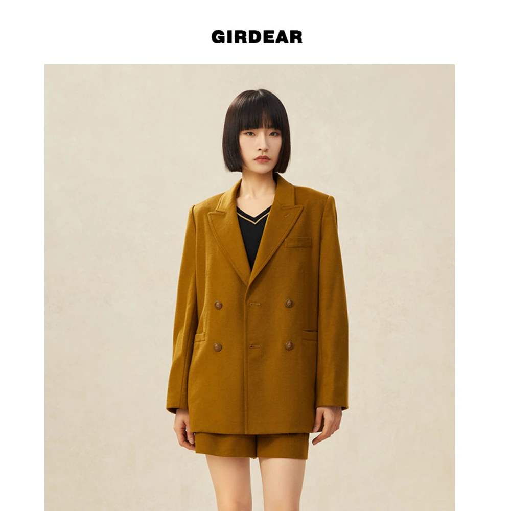 GIRDEAR/哥弟气质秋冬时尚休闲H型雪尼尔质感韩版小西装1400620