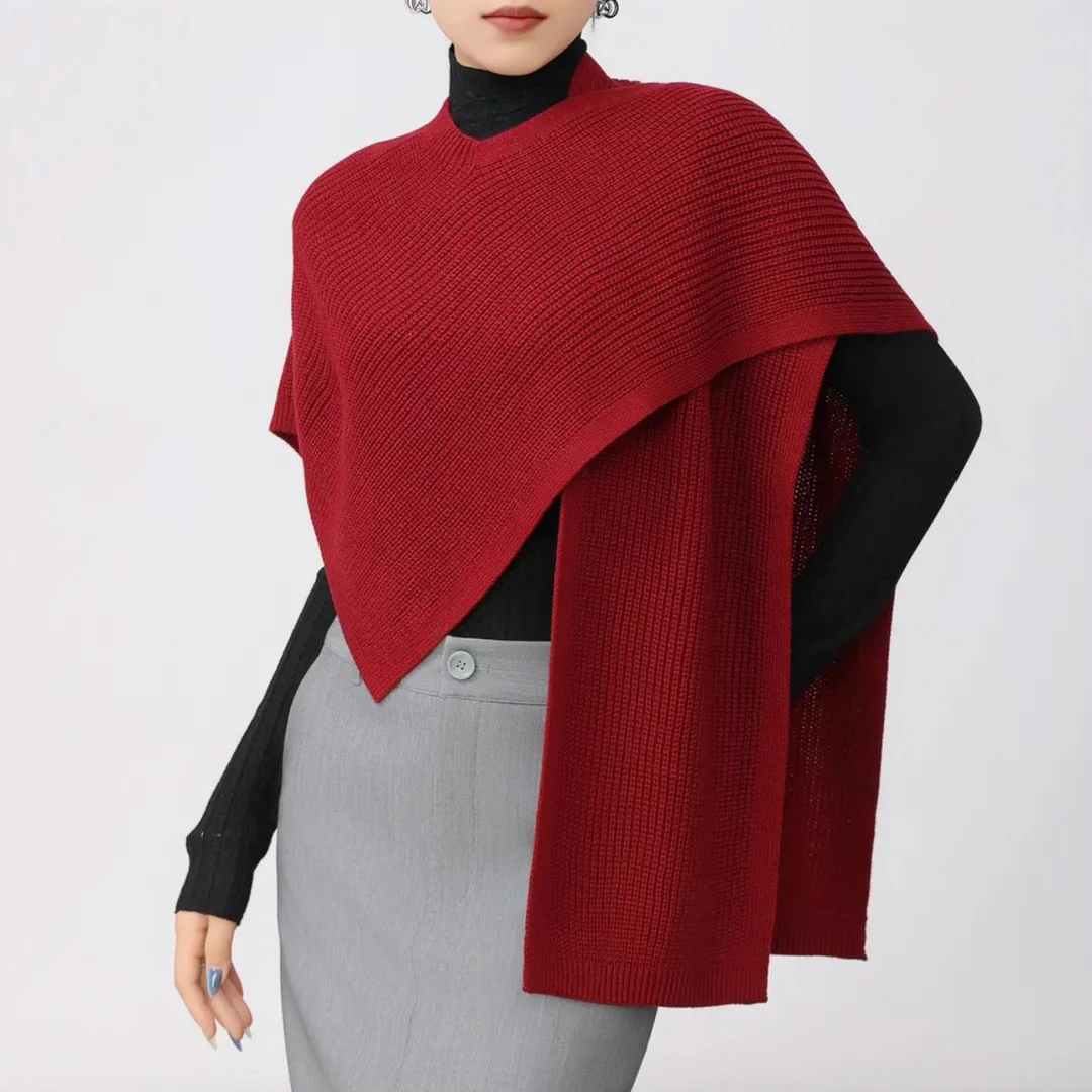 AMASS/阿玛施秋冬新款高档绵羊毛造型穿搭红披肩外搭围巾5800043