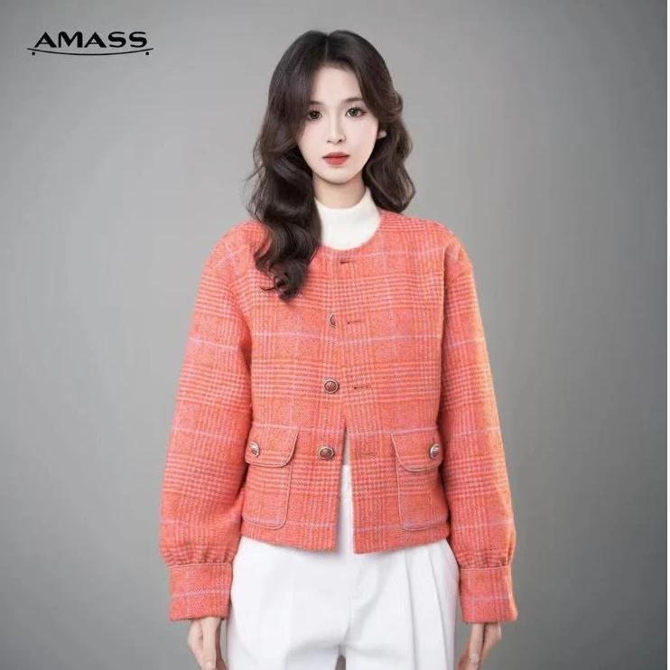 AMASS/阿玛施冬季韩系新年优雅轻奢百搭小香风复古短外套5400912