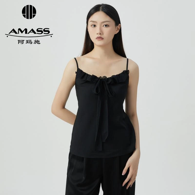 AMASS/阿玛施新款桑蚕丝纯色高级感柔软无袖打底吊带背心 5300852