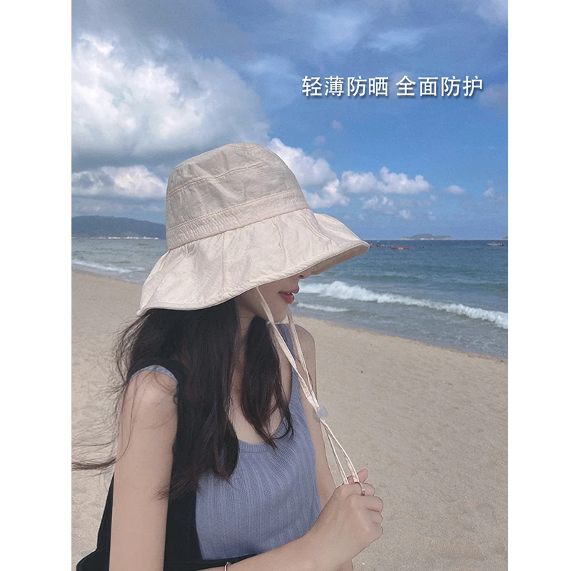 日本渔夫帽女夏防紫外线太阳帽遮脸防晒帽子轻薄透气遮阳帽户外