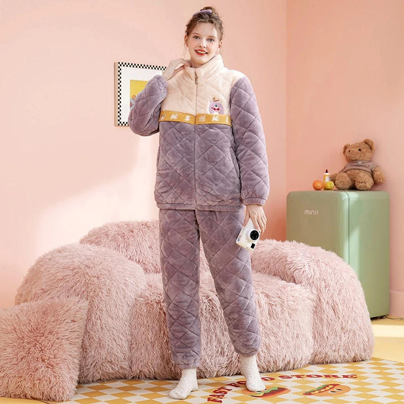 芬腾【夹棉防静电】秋冬萌趣可外穿立领拉链家居服FX2490037