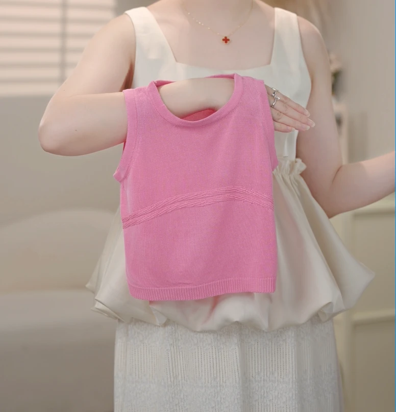 【现货】2025夏季新款女童韩版纯色薄款背心无袖百搭时尚洋气0525