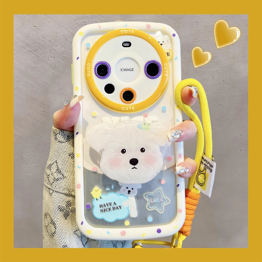 彩色波点小白狗适用华为mate60pro+手机壳mate50/40pro新款苹果15