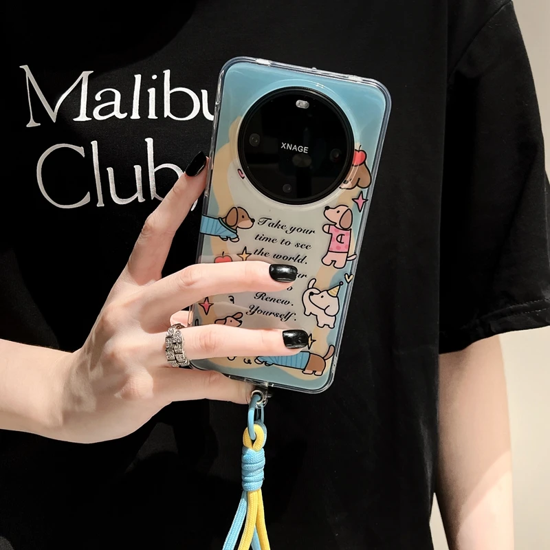 适用华为mate60pro+手机壳pura70pro英文腊肠狗mate60苹果15/1413