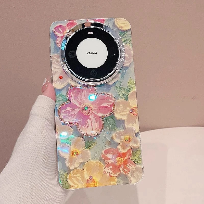 粉色油画花朵适用华为mate70/60/50pro手机壳p60/p70pura蓝光新款