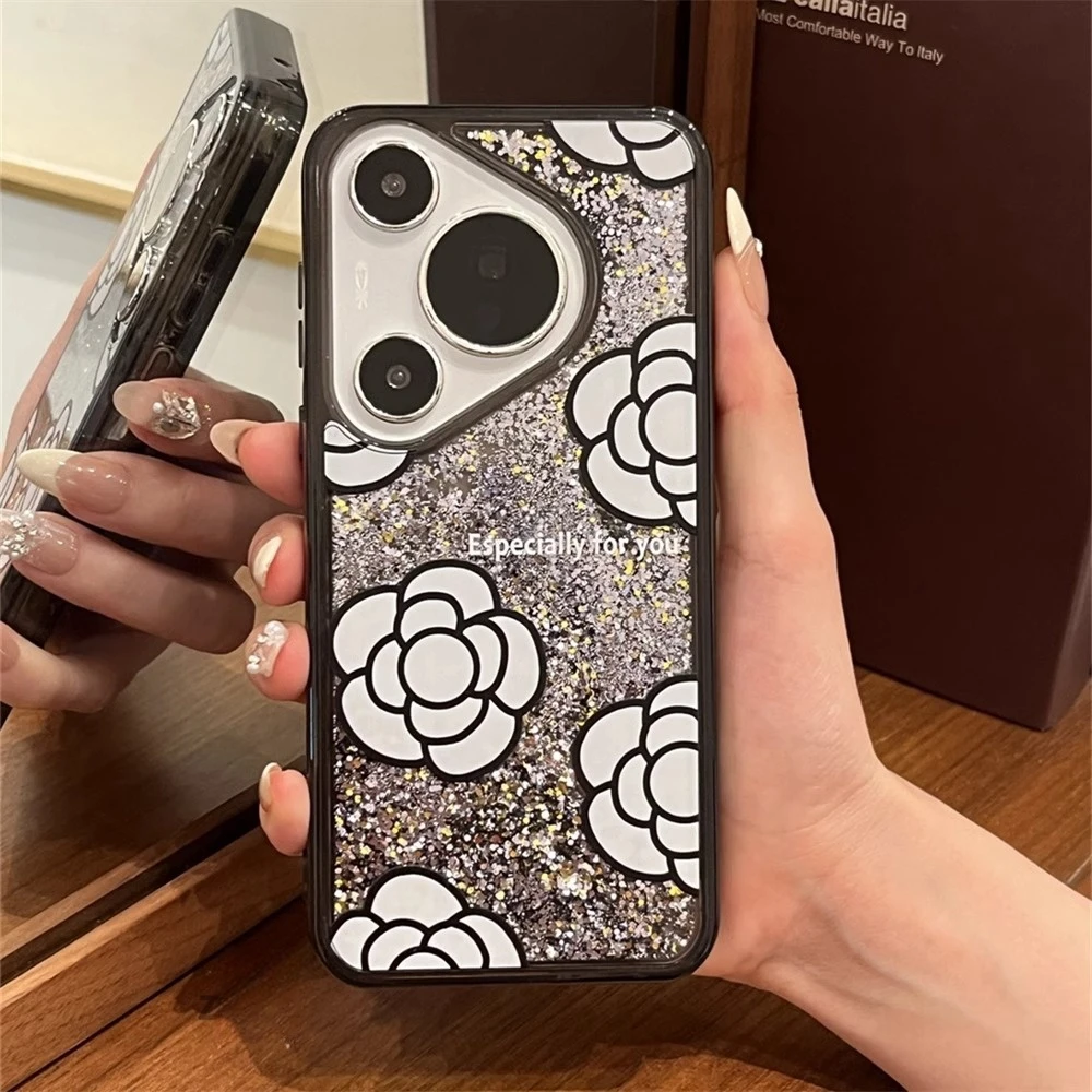 适用华为pura70pro+手机壳mate60pro+高级感闪粉流沙mate40/50pro