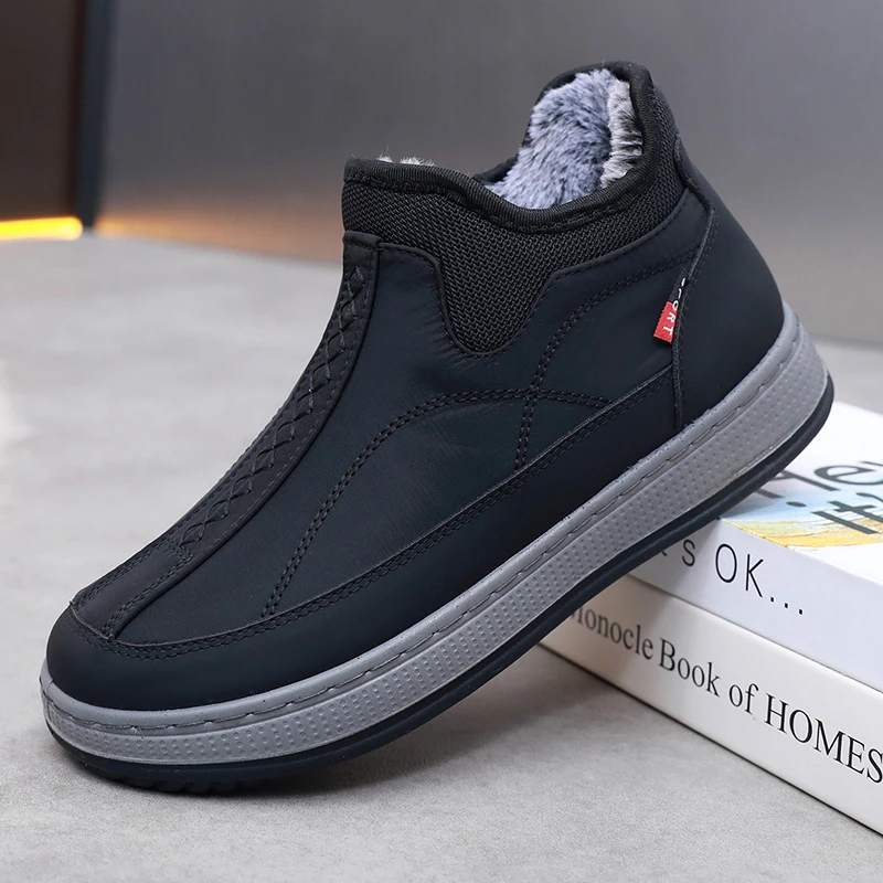 2024冬季新款防滑平底雪地靴老北京棉鞋加绒加厚保暖中老年爸爸鞋
