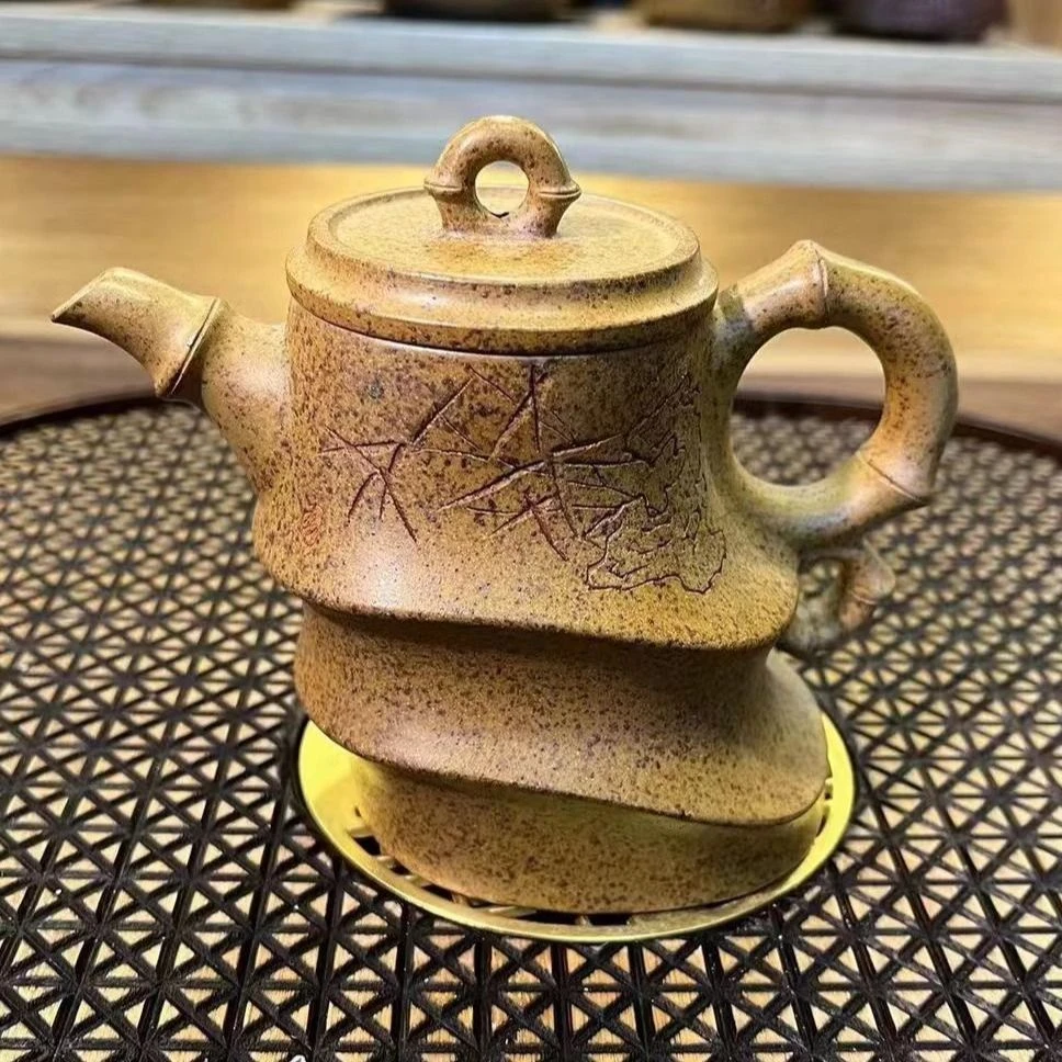 宜兴原矿龙骨金沙斜竹壶大容量纯手工茶壶家用复古大号紫陶壶S