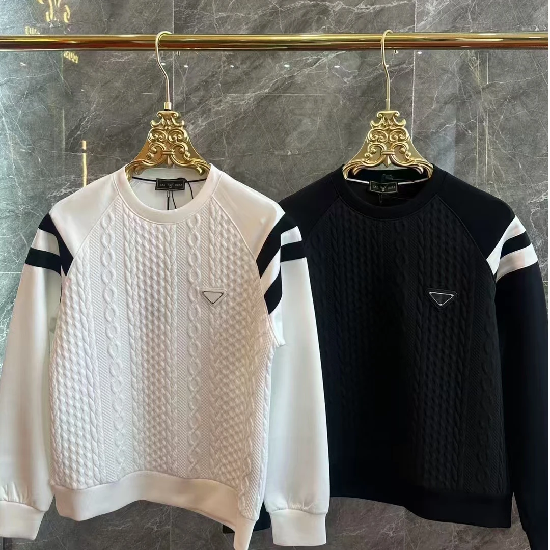 24秋冬新款男士潮流休闲百搭卫衣拼接针织轻奢高品质套头长袖上衣