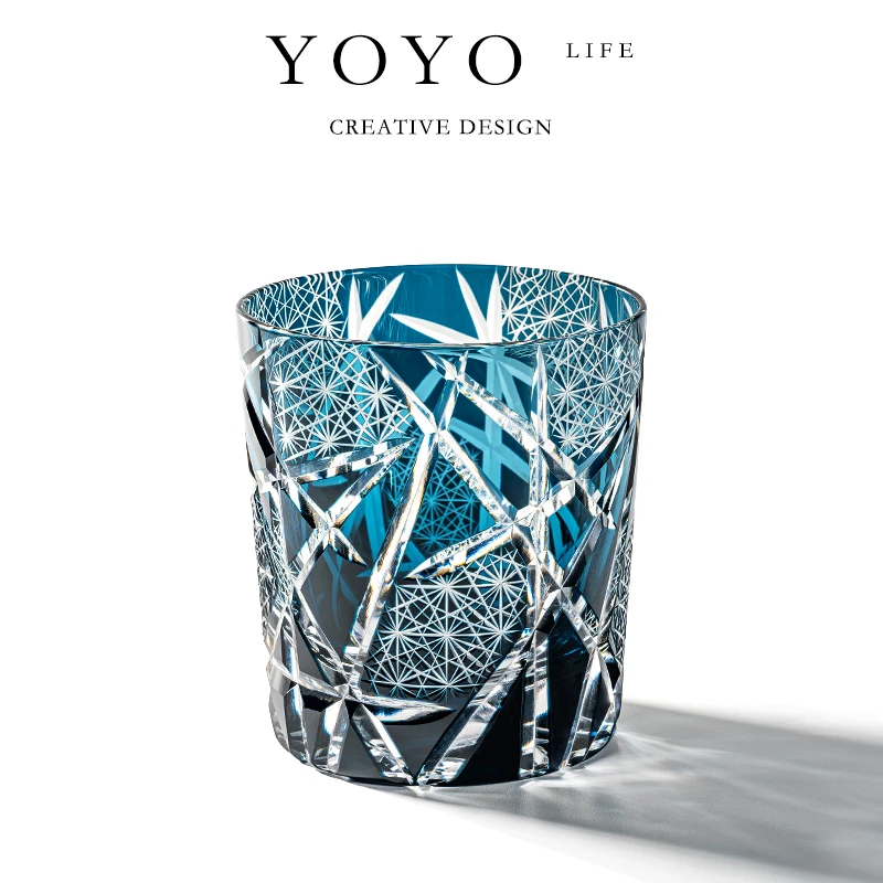 复古日式江户切子家用闪电手工洋酒杯威士忌酒杯烈酒杯水晶杯
