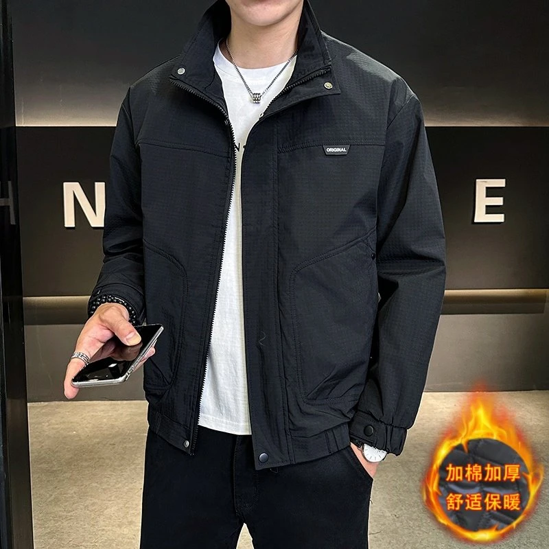 男士加厚外套2024秋冬新款男士短款潮牌棉服潮流帅气保暖加绒百搭