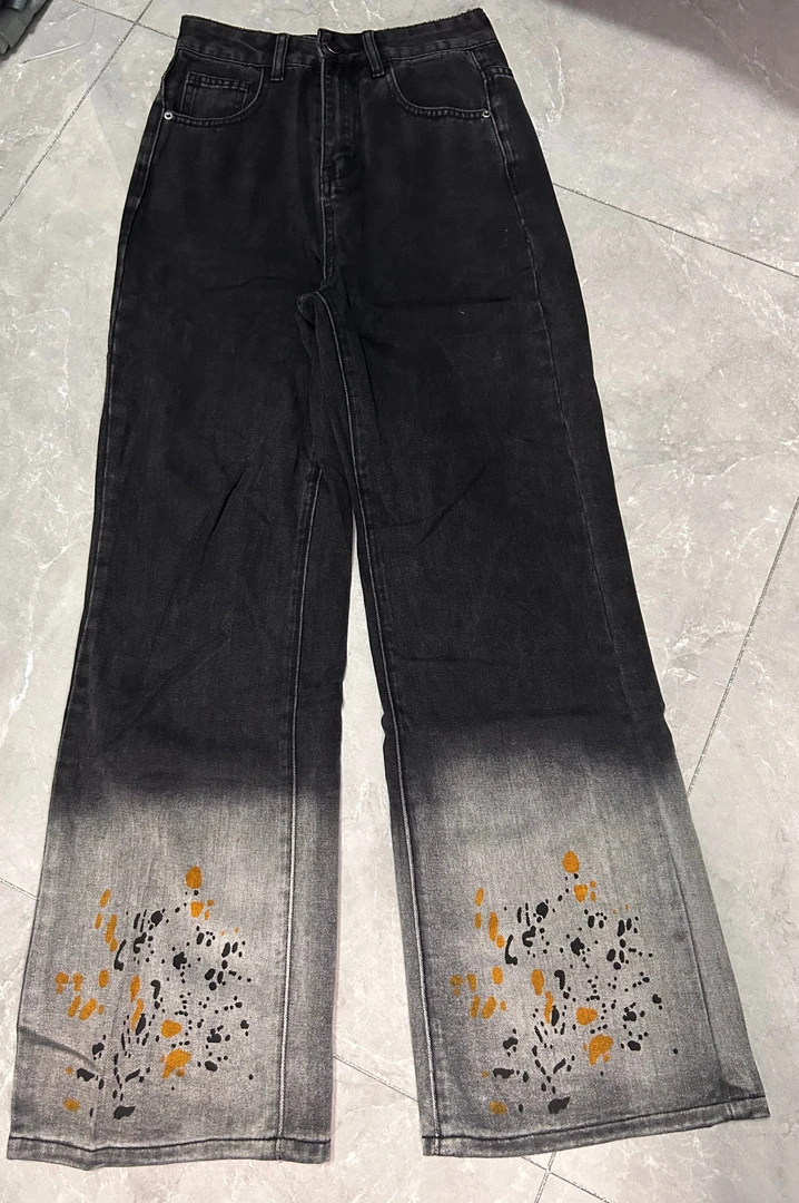 2025新款悦悦牛仔直播卖货复古裤女牛仔裤阔腿直筒 有瑕疵