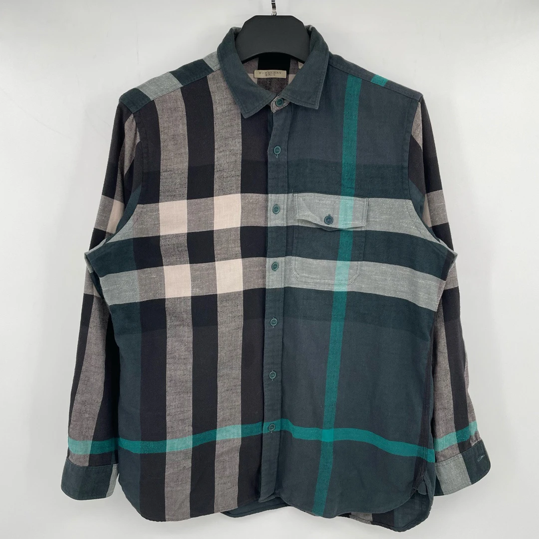 95新 BURBERRY/博柏利 Burberry 绿格纹长袖衬衫 XL p2404130002