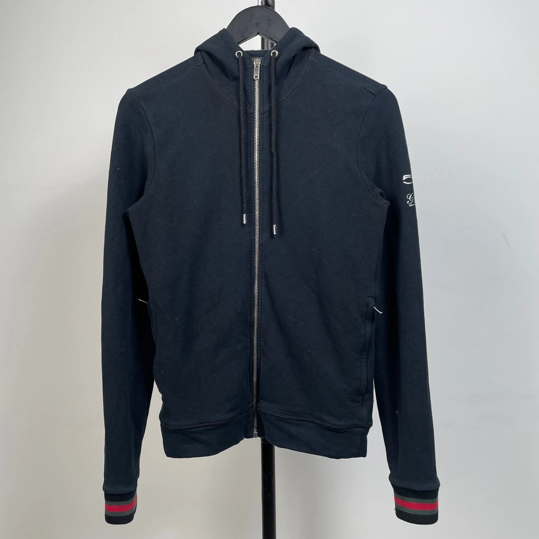 95新 GUCCI/古驰 500周年衣袖红绿织带拉链帽衫
