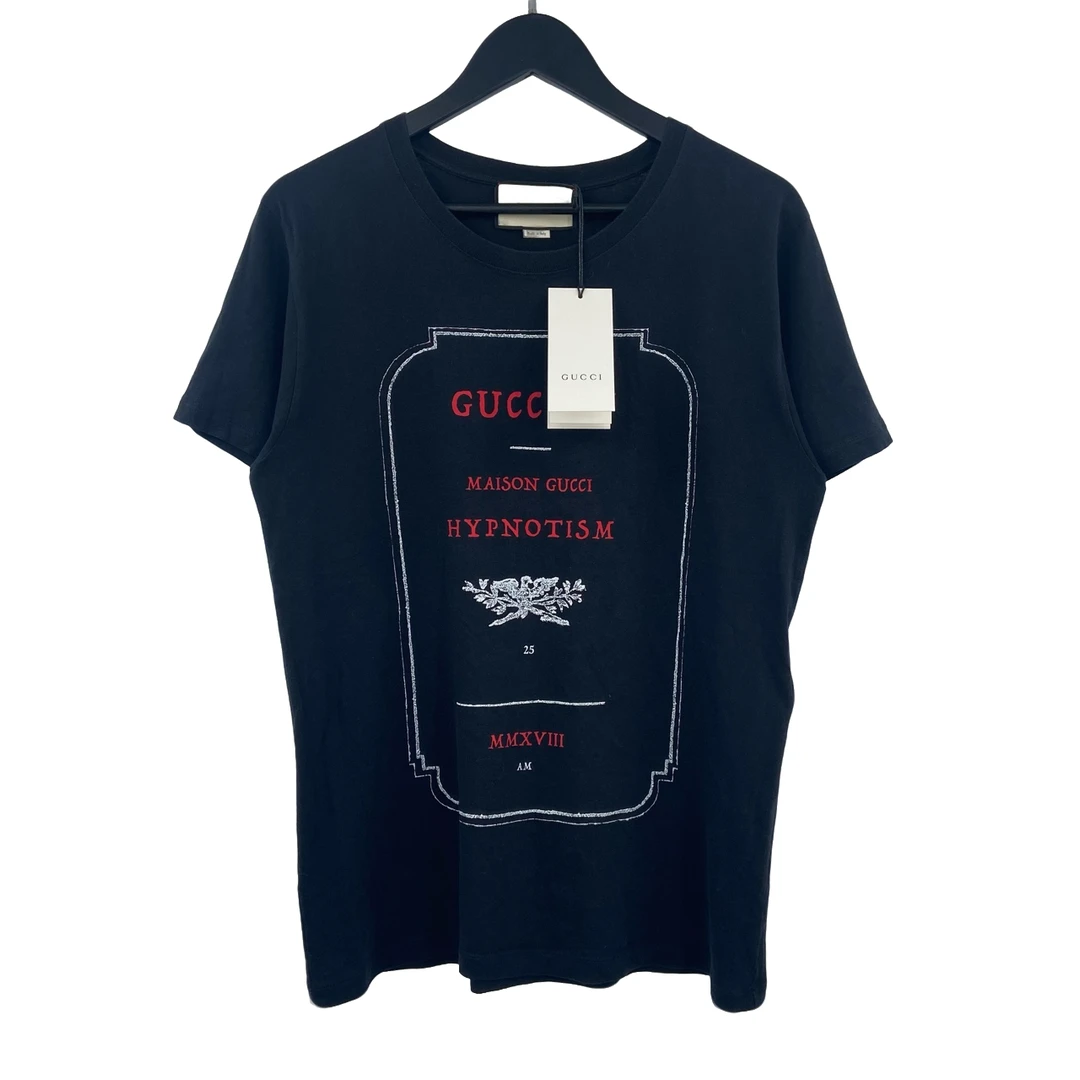 全新未使用 GUCCI/古驰 黑色标语短袖 S G2409010003 叶子–339