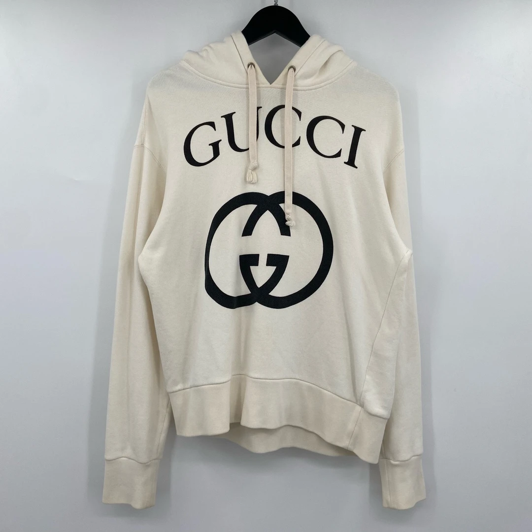 95新 GUCCI/古驰 白色双G帽衫-叶子197