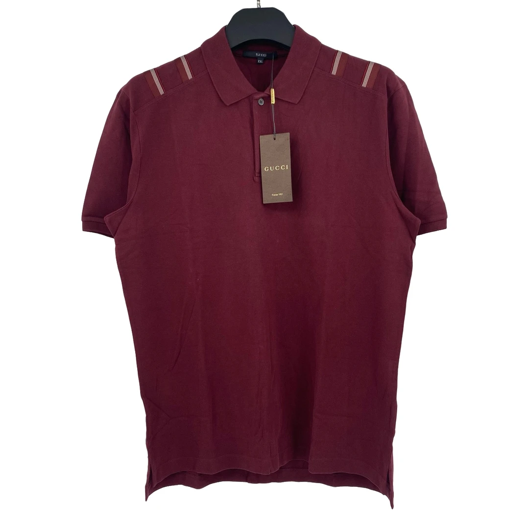 99新 GUCCI/古驰 肩线竖条纹短袖POLO BBC