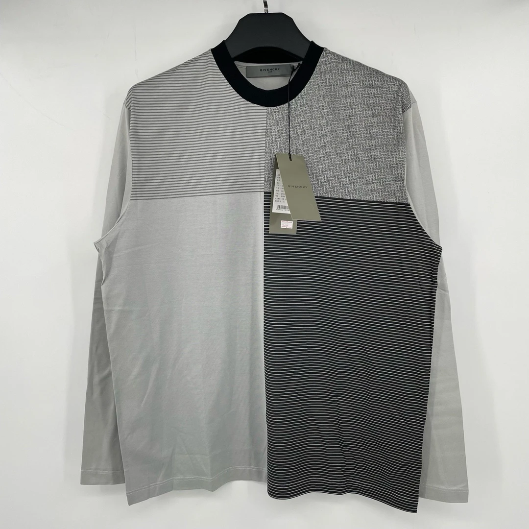 全新未使用 Givenchy/纪梵希 条纹拼色长袖 BBC 叶子111