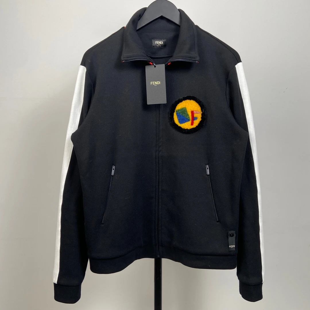 99新 FENDI/芬迪 植绒衣领字母拉链夹克 48码-叶子631
