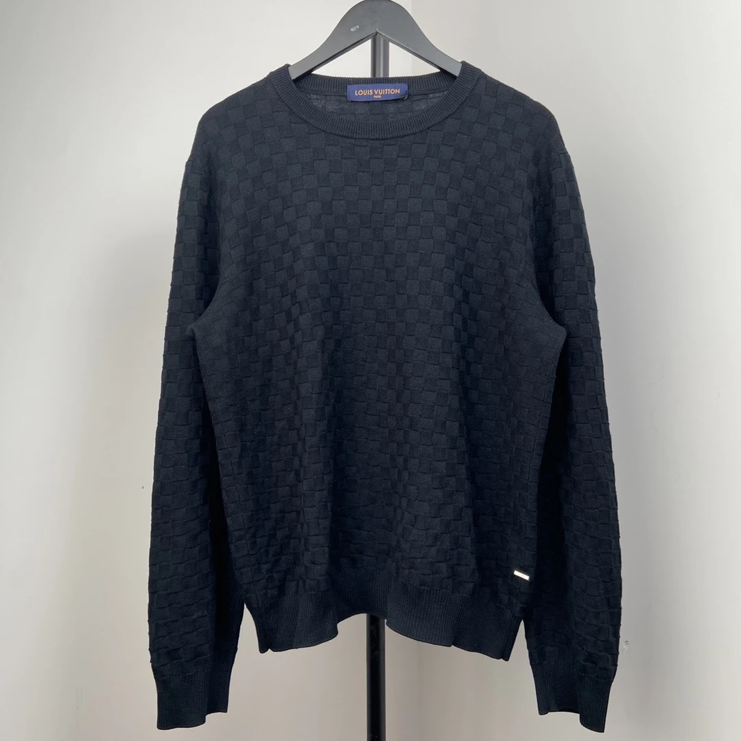 95新 LouisVuitton/路易威登 棋盘格针织毛衣 XXL 叶子-1453