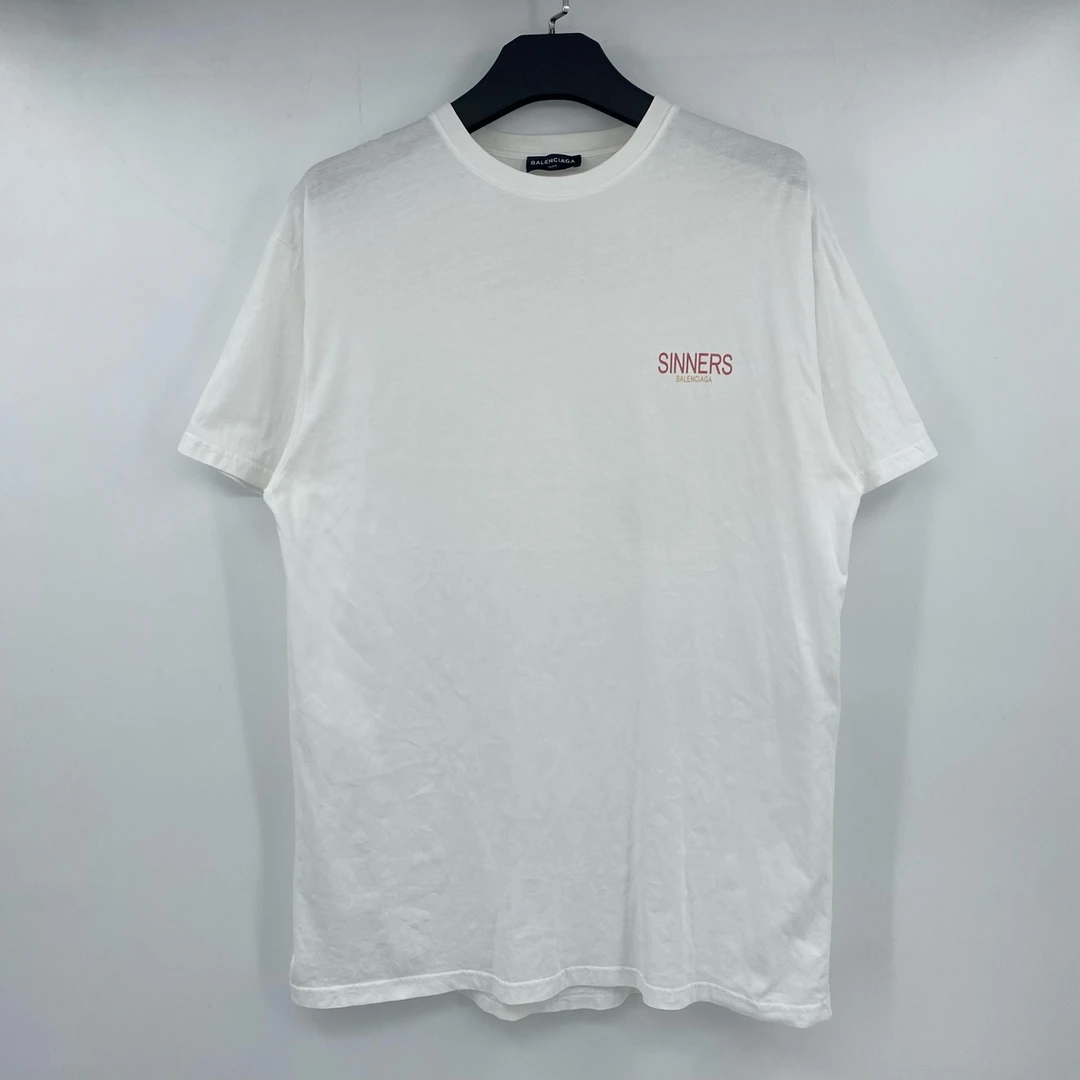 95新 Balenciaga/巴黎世家 胸前字母LOGO白色短袖 S A2405170001