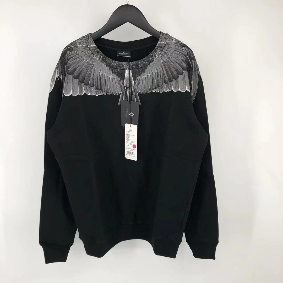全新未使用 MARCELOBURLON 黑白翅膀卫衣 叶子1067