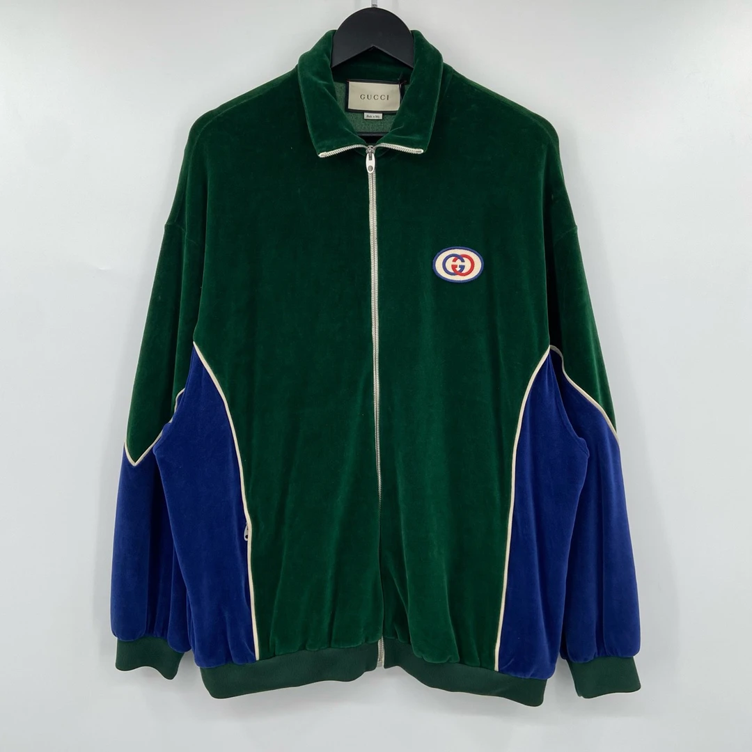 99新 GUCCI/古驰 Gucci 绿色丝绒双G夹克 S