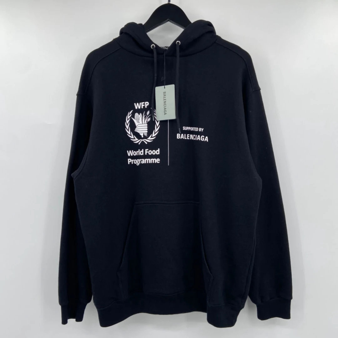 全新未使用 Balenciaga/巴黎世家 粮食署帽衫 S码 BK 叶子-1355