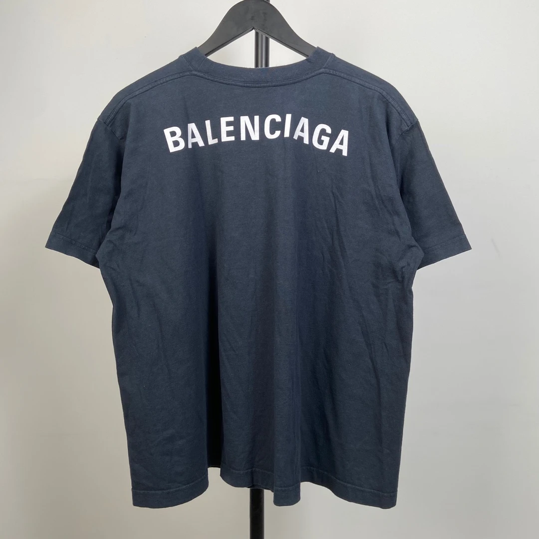 95新 Balenciaga/巴黎世家 黑色背后字母短袖 xs