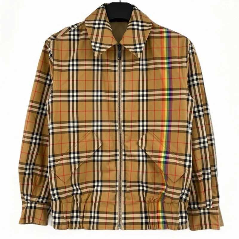 95新 BURBERRY/博柏利 双面穿彩虹格纹夹克  叶子-643