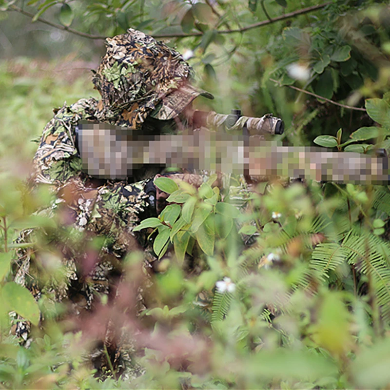 野战游戏装备树林仿生迷彩三D吉利服披风观鸟伪装服透气配收纳袋