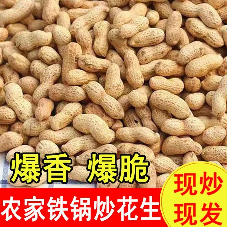 【23年新货】农家铁锅炒花生原味炒熟花生带壳现炒现发柴火花生炒货