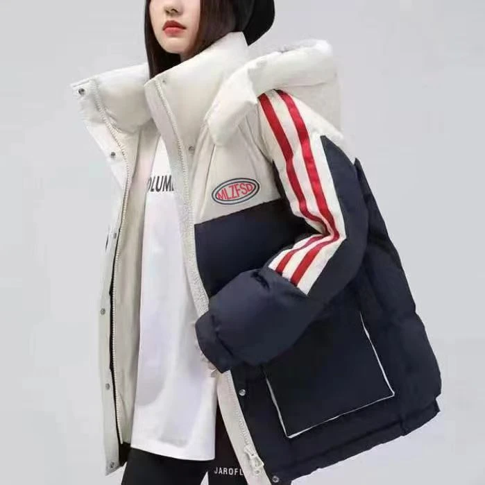 新款棉服女2024年抖音网红冬韩版撞色加厚保暖宽松时尚棉服
