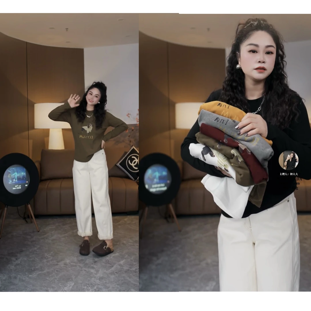 ZHONG大大【】冬季新款加绒时尚减龄狗狗图案印花显瘦长袖506*