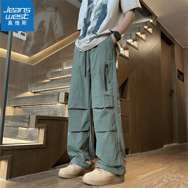真维斯工装休闲裤男夏季薄款2024新款宽松oversize直筒潮流裤子潮