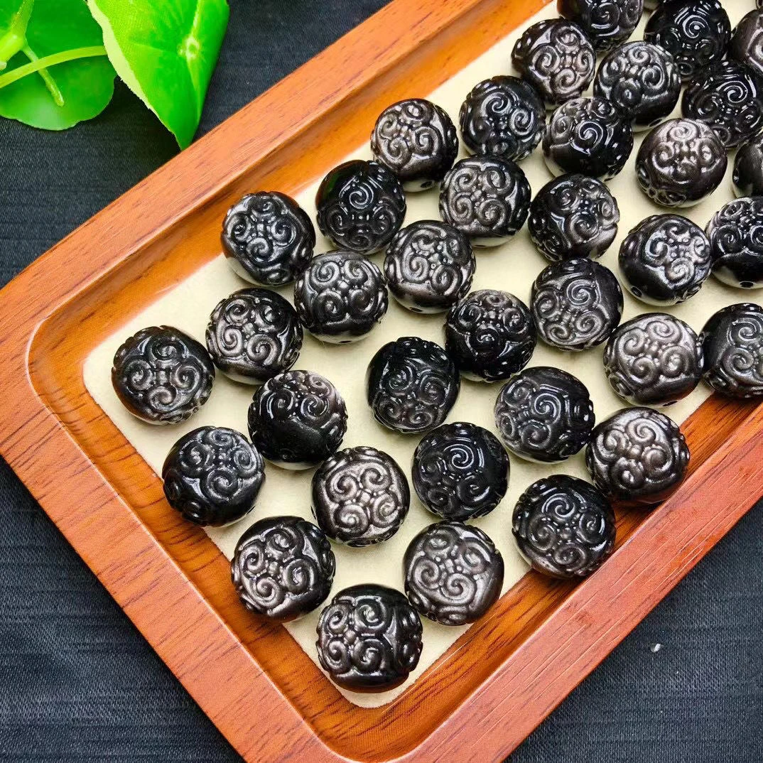 天然银曜石颗颗都闪光满3颗发货满6颗送盒满10颗送一颗手工制作