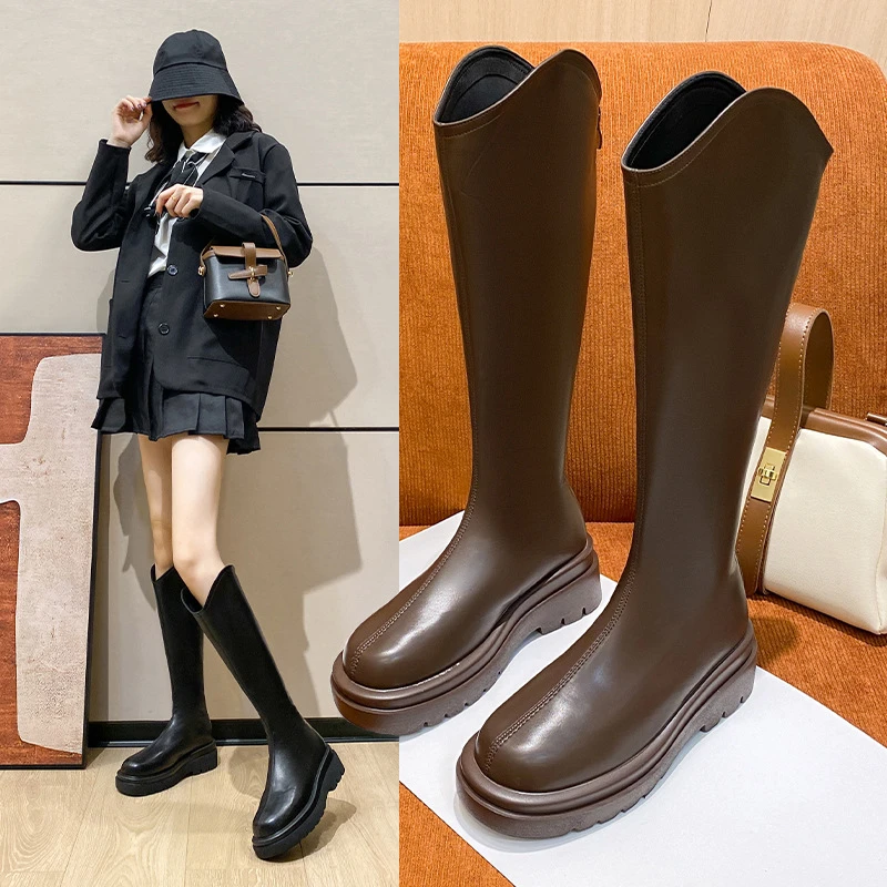 骑士靴女2024新款粗腿大筒围长筒靴胖mm长靴高筒靴胖妹大码女靴子