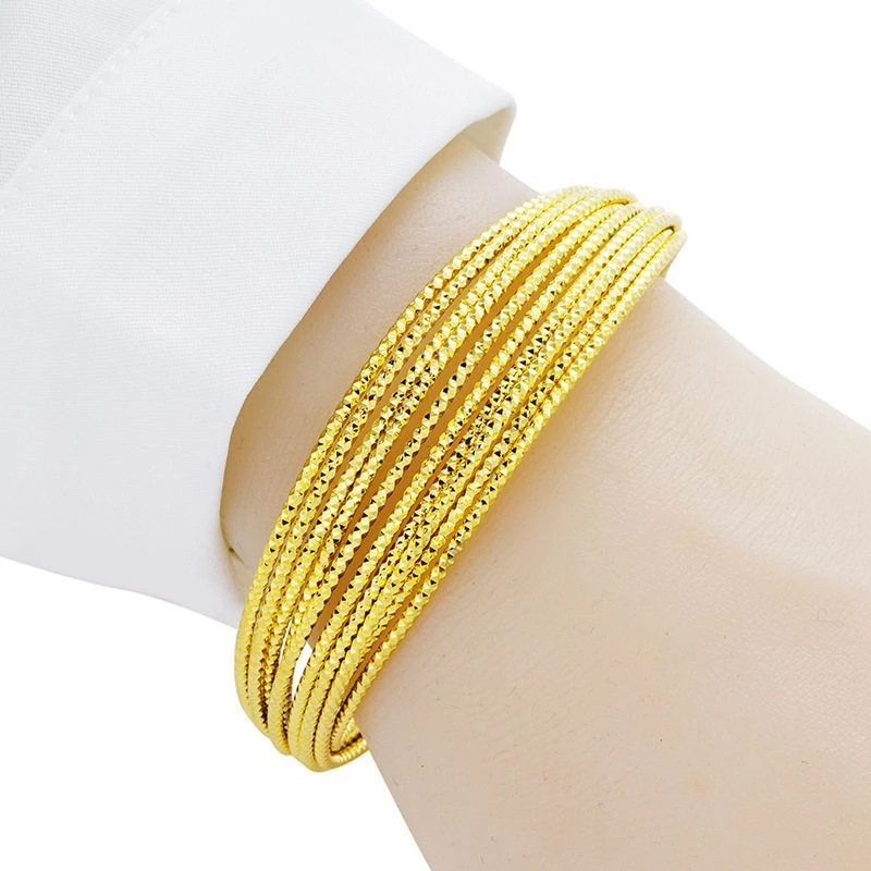 黄铜手镯 046 波西米亚风铜镀金开口多圈设计细手环女不掉色时尚