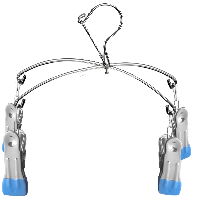 不锈钢裤夹十字裤架四夹家用阳台防风衣架晾晒架袜架防滑袜子内衣