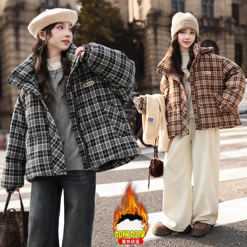 女童棉服2024新款冬季洋气时髦儿童棉衣外套女大童加厚冬装棉袄潮