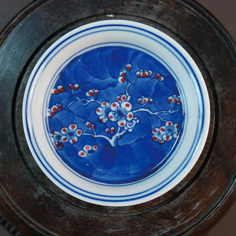 景德镇青花红梅杯垫A2