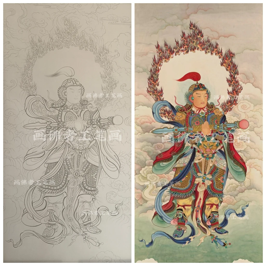 学生学习范本韦陀菩萨画稿